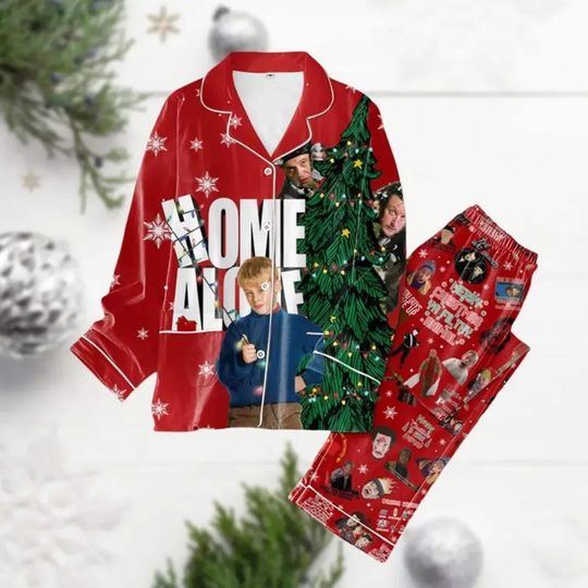 Discover Funny Christmas Movie Pajama Set, Silky Holiday PJs, Cozy Family Sleepwear Gift for Her