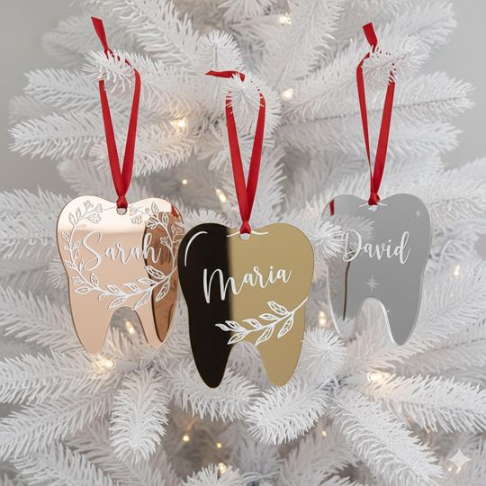 Discover Personalized Tooth Ornament  Custom Acrylic Christmas Decoration for Dentists & Hygienists