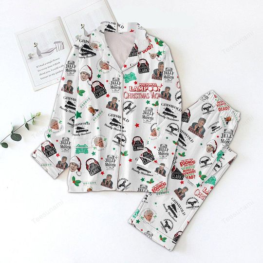 Discover Christmas Vacation Satin Pajama Set, Silky Holiday PJs, Funny Christmas Sleepwear, Festive Movie Gift for Her