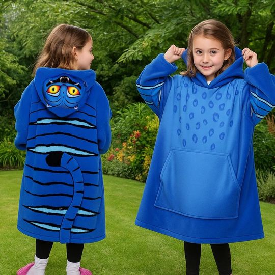 Halloween Blue Tiger Hoodie Blanket, Blue Tiger Kpop Costume Hoodie Halloween Tiger Hoodie Jogger Derpy Tiger Cosplay Outfit Cute Kpop Gift.