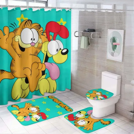 Discover Garfield Bathroom Set - Cartoon Shower Curtain
