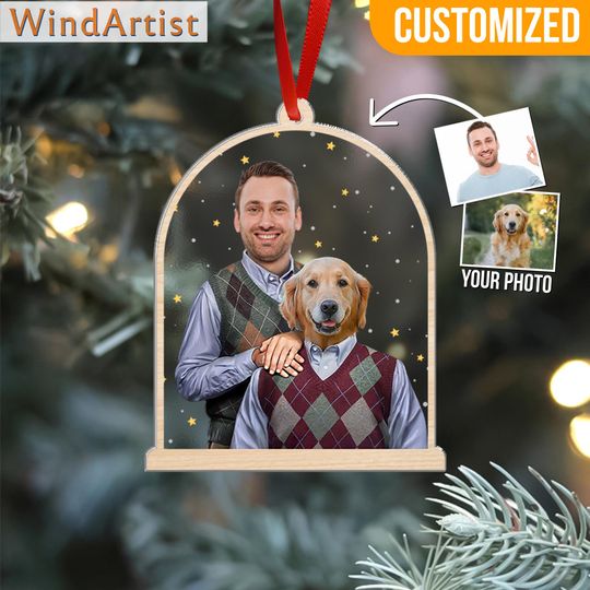 Discover Custom Funny Step Brothers Portrait Ornament, Funny Gift For Pet Loved, Christmas Gift, Dog Dad Gift, Car Ornament, Car Visor Decor