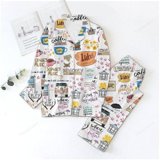 Discover Sophies Music Lukes Town Pajama Set, Cozy Coffee Lover Sleepwear, Cute Fan Gift for Her