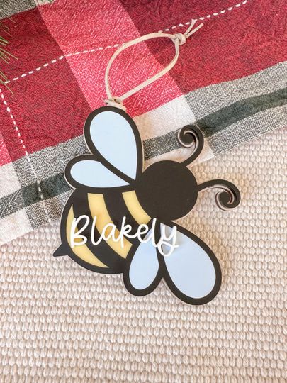 Bee Ornament | Personalized girls Christmas ornament | Bumble bee Christmas ornament | nature inspired ornament