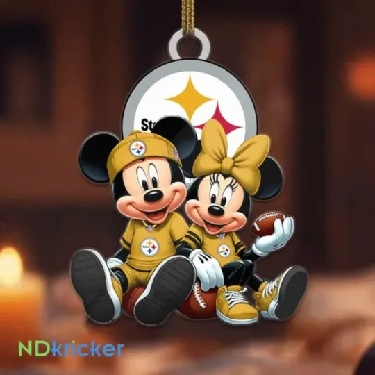 Discover Personalized Pittsburgh Football Team Steeler Mickey Minnie Christmas Ornament