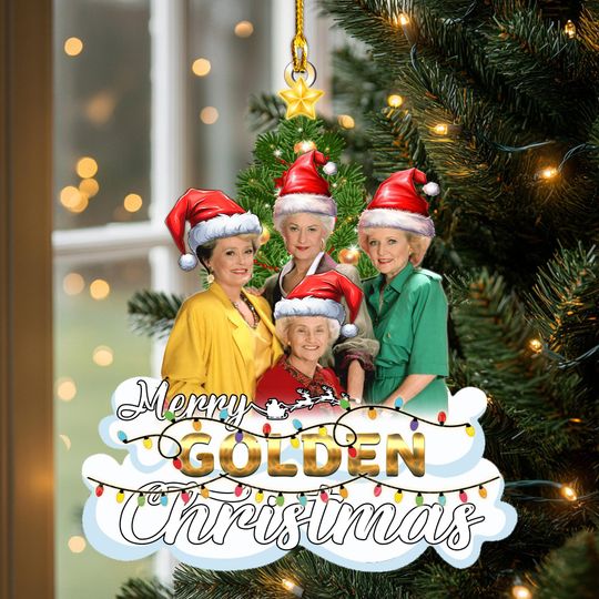 Discover The Stay Golden v1 Merry Golden Christmas Ornament, Christmas Tree Hanging Decor, Flat 2D Ornament Acrylic/ Wooden, Gift For Fan