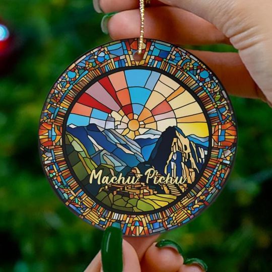 Discover Peru Ornament, Christmas Tree Ornament, Holiday Ornament, Machu Pichu Vacation Keepsake Souvenir Gift, Ceramic Ornament