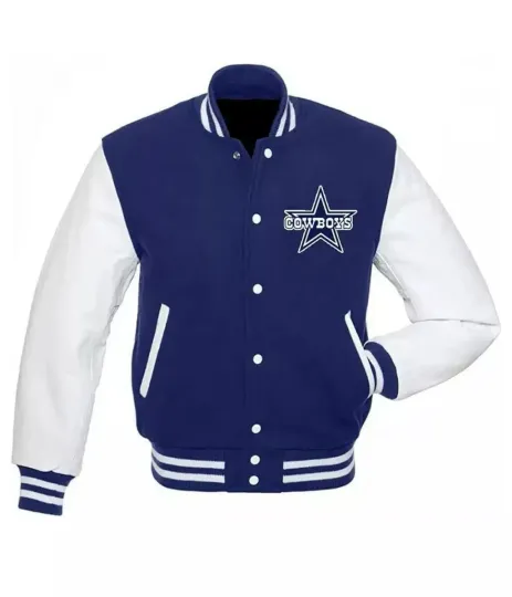 Dallas Cowboys Royal Blue Body White Letterman Jacket Varsity Jacket