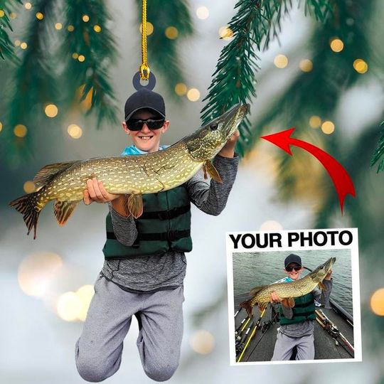 Discover NEW! Personalized Fishing Photo Ornament 2025, First Catch Keepsake, Gift for Fisherman Friend, Custom Picture Acrylic Christmas Decor