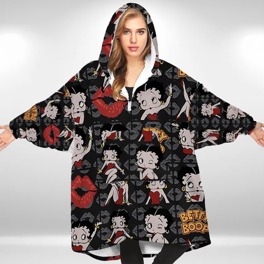 Discover Vintage Betty Boop Fleece Blanket Hoodie, Betty Boop Hoodie, Lover Betty Boop Blanket Hoodie, Halloween Hoodie, Gift For Fan.