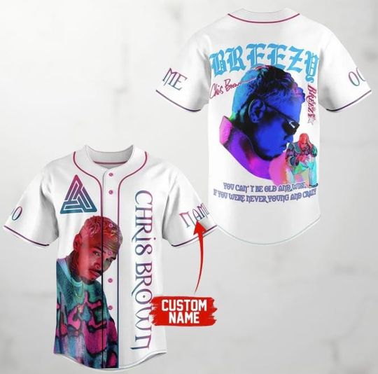 Discover Chris Brown Baseball Jersey, Breezy Concert Shirt, Colorful Rapper Gift, Custom Name Jersey, Hip Hop Jersey, Fan Shirt for Him