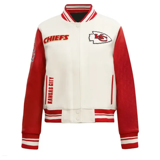 Kansas City Chiefs White Body Red Letterman Jacket varsity Jacket