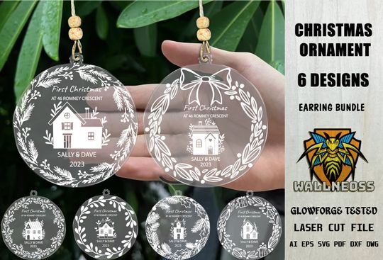 Discover Personalized Tiny House Ornaments SVG Bundle, Christmas ornament, Acrylic Ornament Svg, Laser cut file, Glowforge svg files,Instant Download
