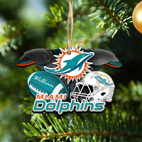 Discover Personalized Miami Football Team Dolphins Christmas Ornament Gift Decor