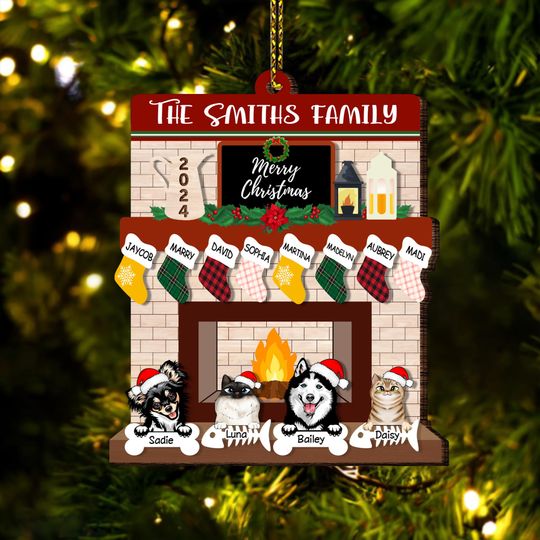 Discover Personalized Pet Family Christmas Ornament: Acrylic Fireplace Decor