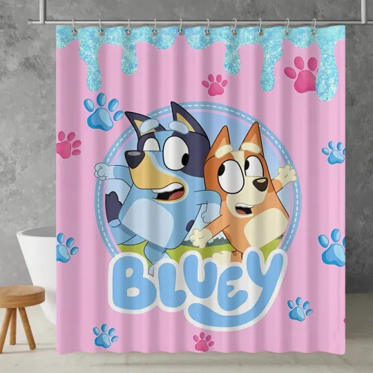 Discover Cute BlueyDad Waterproof Polyester Shower Curtain with Hooks