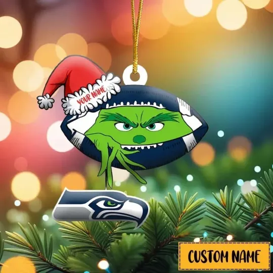 Discover Personalized Seattle Football Team Seahawks funny character Christmas Ornament Gift Decor