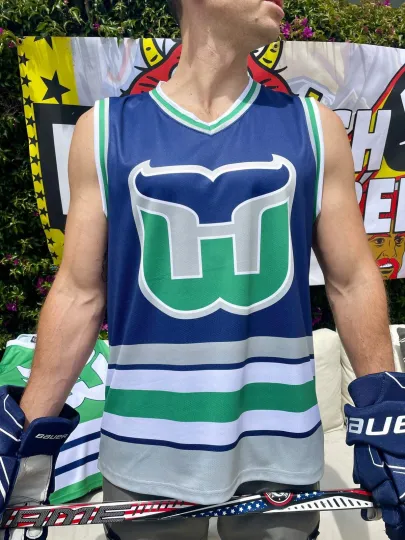 Hartford Whallers Retro Navy Blue Alternate Hockey Tank