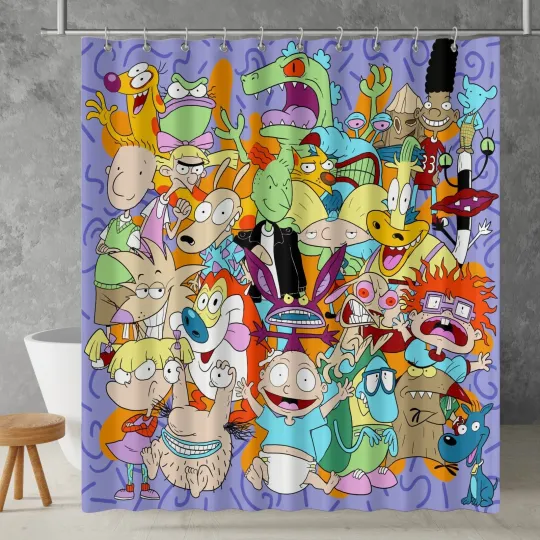 Nick 90s Rugrats Cartoon Waterproof Polyester Shower Curtain