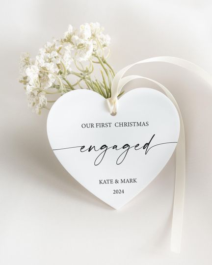 Discover Engaged Ornament - Personalized Heart - Ornament - Our First Christmas Ornament - Engaged Gift Acrylic Ornament #HO07