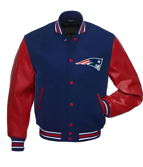 New England Patriots Royal Blue Body Red Varsity Jacket