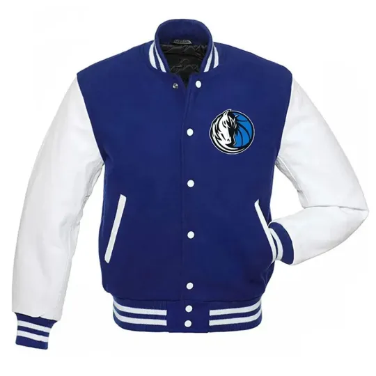 Dallas Mavericks  Royal Body White Baseball Jacket Varsity Jacket