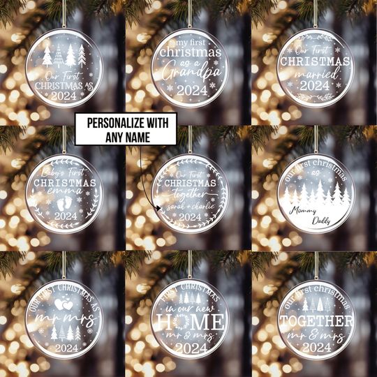 Discover Personalized Our First Christmas Ornaments  Bundle, Christmas ornament  , Acrylic Ornament
