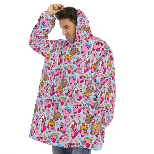 Discover Kirby Pattern Unisex Fall Winter Hoodie Blanket | Cozy Wearable Blanket |  Loungewear