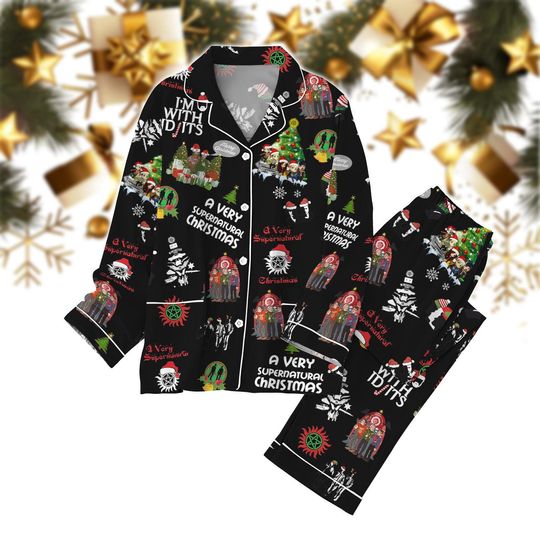 Christmas Supernatural Movie Pajamas Set, Winchester Brothers Pj Set Pants, Dean Winchester Holiday Pajamas, Tv Series Xmas