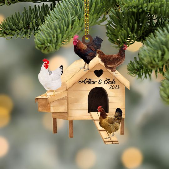 Discover Personalized Chicken Coop Christmas Ornament: Farmhouse Acrylic Decor