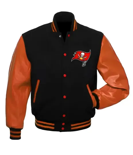 Tampa Bay Buccaneers Black Body Orange Varsity Jacket