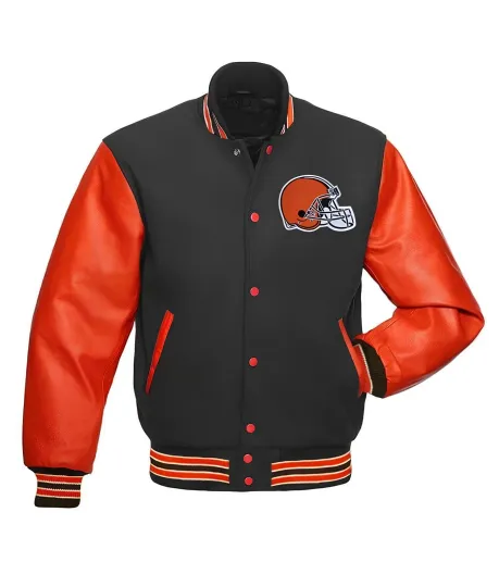 Cleveland Browns Black Body Orange Jacket Varsity Jacket