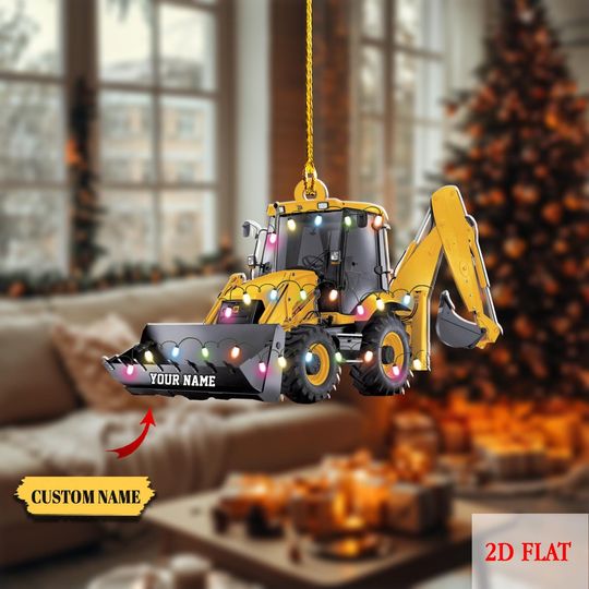 Discover Personalized Backhoe Ornament: Acrylic Construction Xmas Gift
