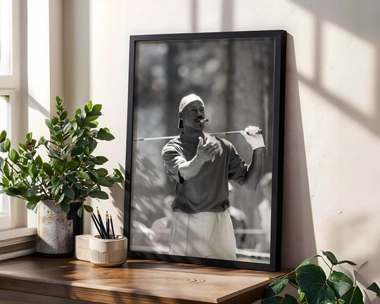 Michael Jordan Golf Wall Art, Black & White Sports Poster, Iconic Athlete Digital Print, Golf Decor for Home Office or Game Room