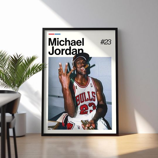 Michael Jordan Poster, Jordan Chicago Bulls Wall Art, Framed NBA Print, Basketball Decor, Sports Artwork, Air Jordan