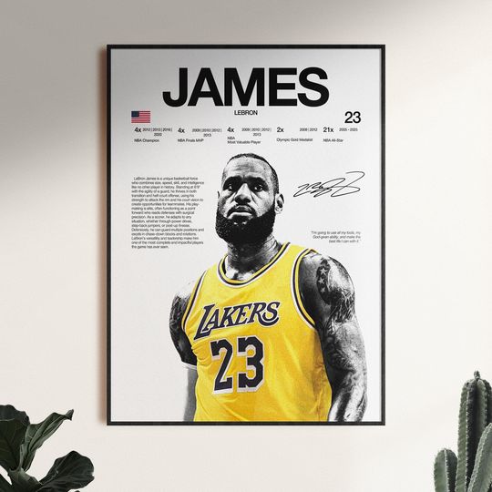 Discover LeBron James Poster, NBA Wall Print, Basketball Digital Download, NBA Poster Print, Sports Decor, Lakers Poster, Basketball NBA Gift