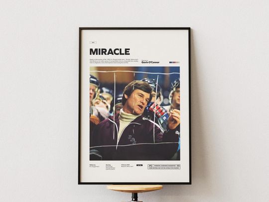 Discover Miracle Poster, 1980 U.S. Olympic Hockey Team Film Poster, Kurt Russell Poster, Gavin OConnor Film Miracle Print, Sport Movie Wall Decor