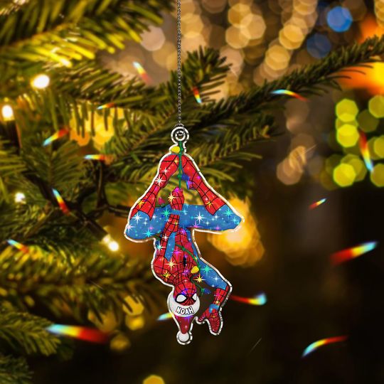 Discover Personalized Spiderman Christmas Hologram Ornament, Custom Kid Spidey Ornament, Birthday Boy Gift, Superhero Ornament, POL060.C