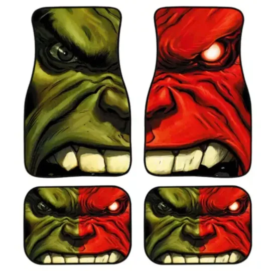 Marvel Hulk Car Floor Mats Non-Slip Universal Fit Interior Accessories
