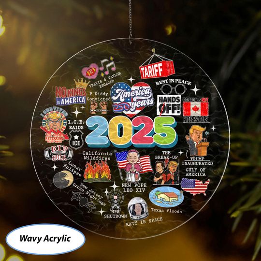 Discover Notable Events 2025 In Review Ornament, Major USA Events Ornament, A Year To Remember Ornament, 2025 Resolutions Ornament Christmas, THA323