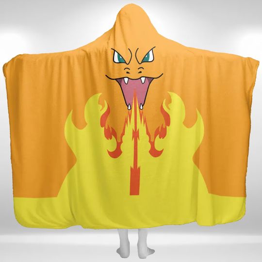 Charizard PKM Hooded Blanket, Lover Charizard Hoodie Blanket, Poket mons Hoodie Blanket