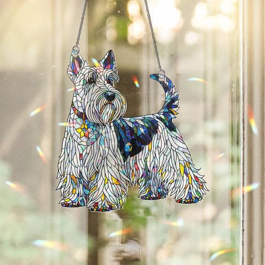 Discover Scottish Terrier Suncatcher: Holographic Acrylic Rainbow Window Ornament