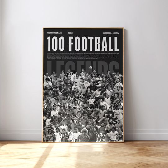 Discover 100 Football Legends Poster: Soccer Poster, Football Poster, Mid-Century Modern, Football Wall Art, Sports  (Digital Download)