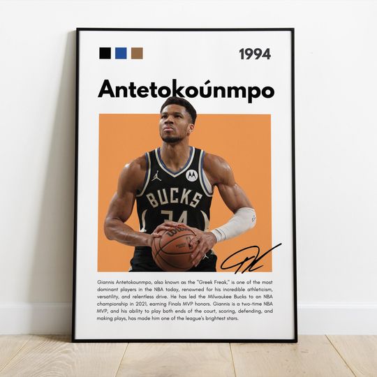Giannis Antetoko Poster, Milwaukee Bucks Poster, Sports Poster, NBA Poster, Basketball Gift, Sports Posters, NBA players