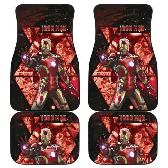Iron Man Car Floor Mats Superhero Auto Decor Gift For Marvel Comics Fans