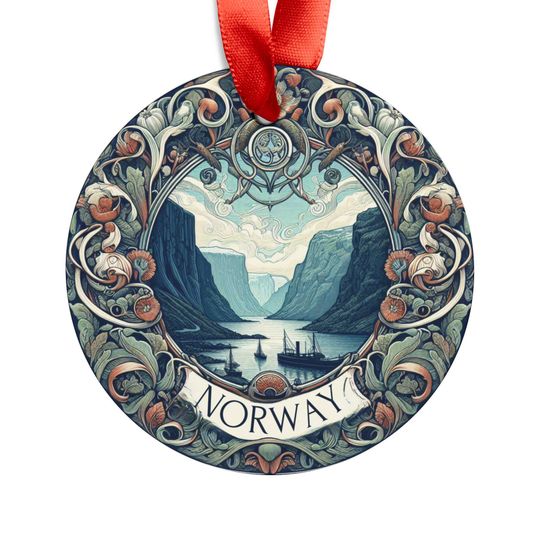 Discover NORWAY FJORD View, Round Acrylic Ornament, Norwegian Travel Gift, Personalized Gift, Nordic Christmas Tree Ornament, Holiday Decoration