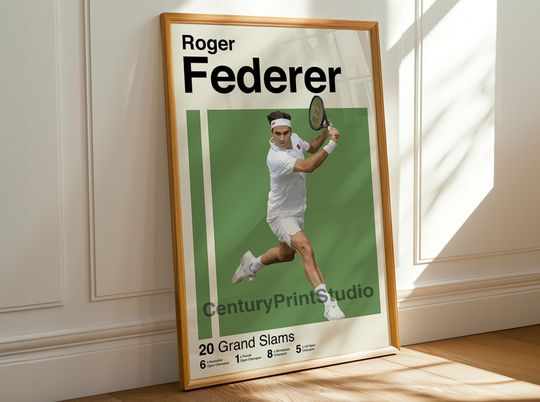Discover Roger Federer Poster, Tennis Wall Art, Swiss Tennis Legend Print, Gift for Tennis Fans, Minimalist Athlete Decor, Modern Sports Art