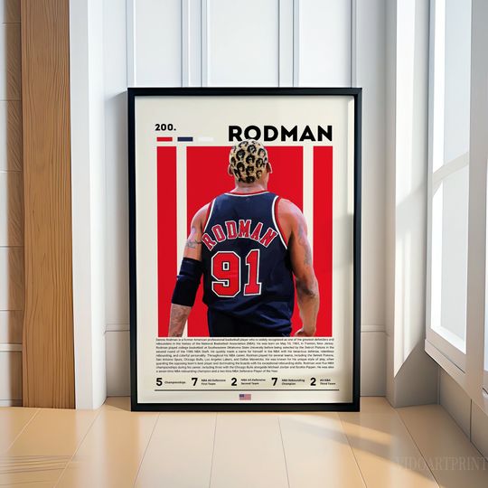 Discover Dennis Rodman Poster, Basketball Legends Poster, Sports Poster, Motivational Poster, NBA Decor, Fitness Poster, Man Cave Art, Gift For Him