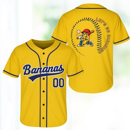 Discover Custom Baseball Jersey, Funny Banana Baseball Jersey, Let's Go Bananas Shirt