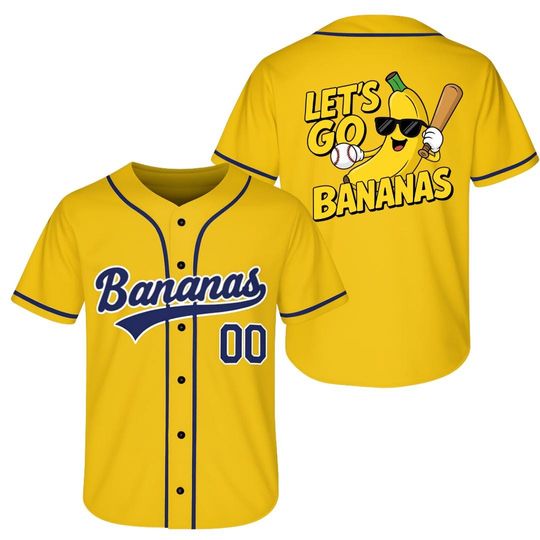 Discover Custom Baseball Jersey, Funny Banana Baseball Jersey, Let's Go Bananas Shirt